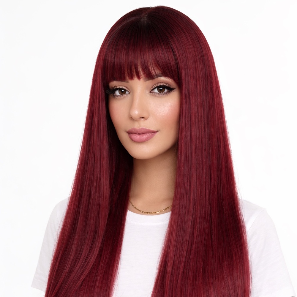 Long Straight Ponytail Extension – Burgundy / Wine Red – Hair Piece